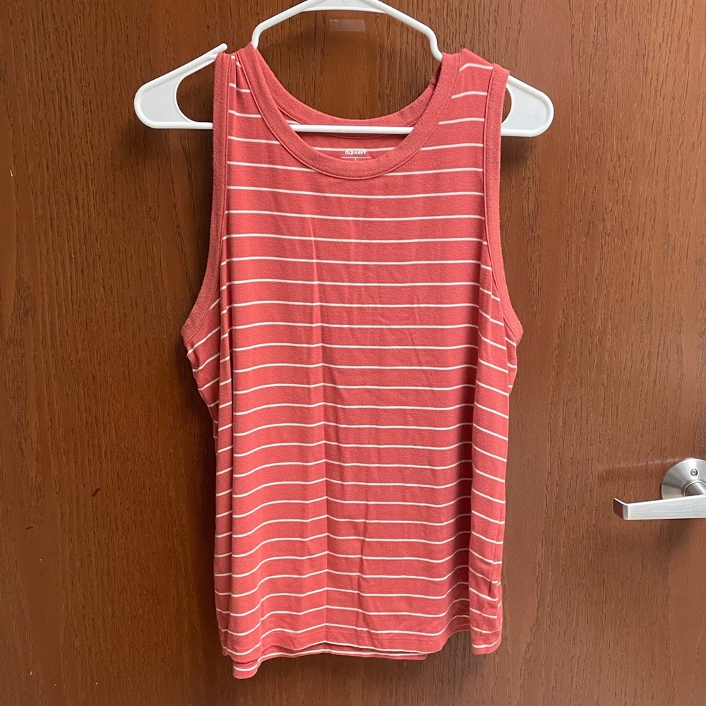 Coral and white tank